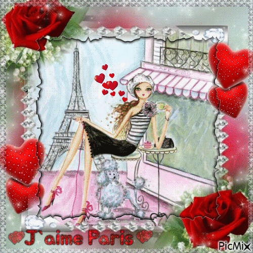 J` aime  Paris - GIF animé gratuit