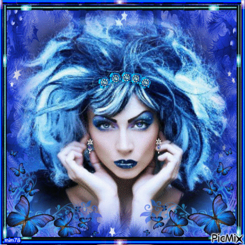 Cheveux bleus - GIF animado gratis