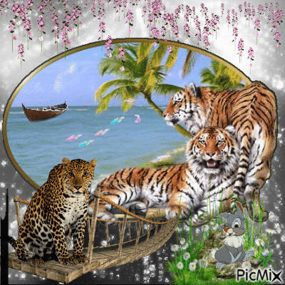 tiger and sea - 免费动画 GIF