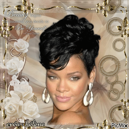 portrait de la jolie Rihanna  _ tons beige