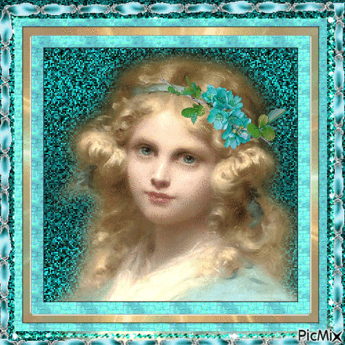Portrait de femme en turquoise - Gratis geanimeerde GIF