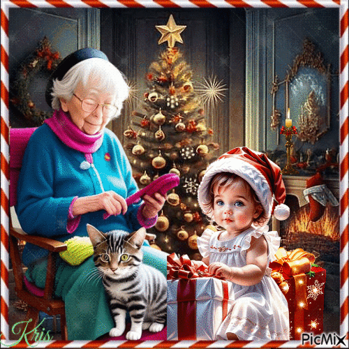 Grand-mère et petit-enfant - Ingyenes animált GIF