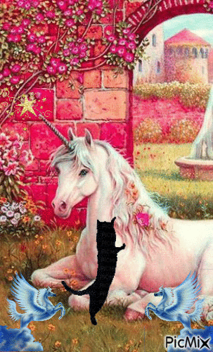 unicornio no mundo encantado - Бесплатный анимированный гифка