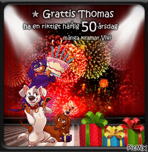 Grattis Thomas 50 2019 - GIF animé gratuit