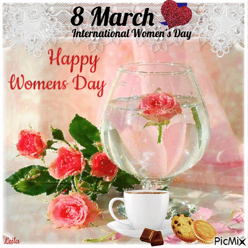 Happy Womens Day. 8. March.International Womens Day - GIF animé gratuit