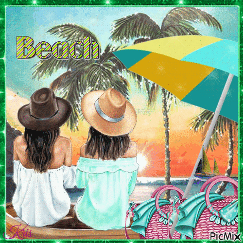 Les amies à la plage - Bezmaksas animēts GIF