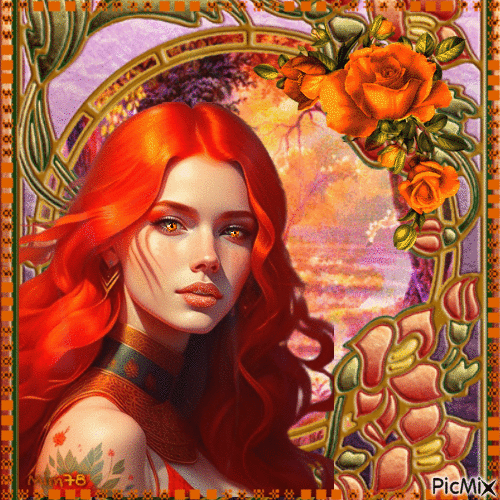 Portrait d'une femme rousse - Gratis animerad GIF