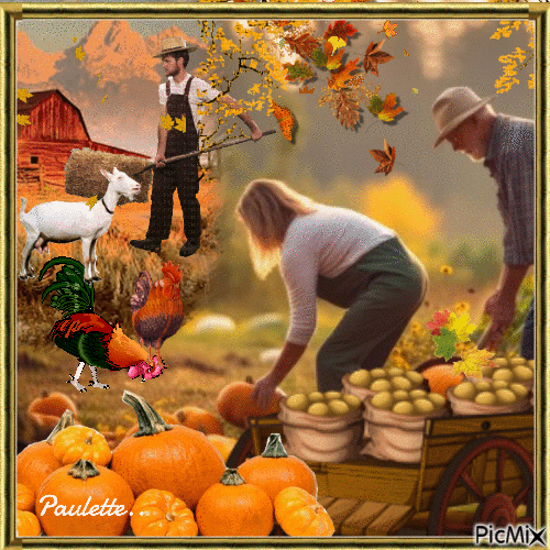 travail a la ferme en automne - Δωρεάν κινούμενο GIF