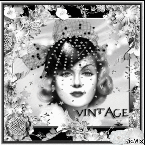 Vintage Woman-Black and White - GIF animé gratuit