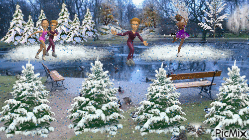 Jezioro zimą - GIF animado grátis