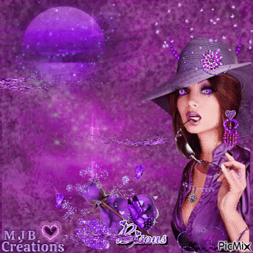 ..La belle en violet  M J B Créations - Бесплатный анимированный гифка
