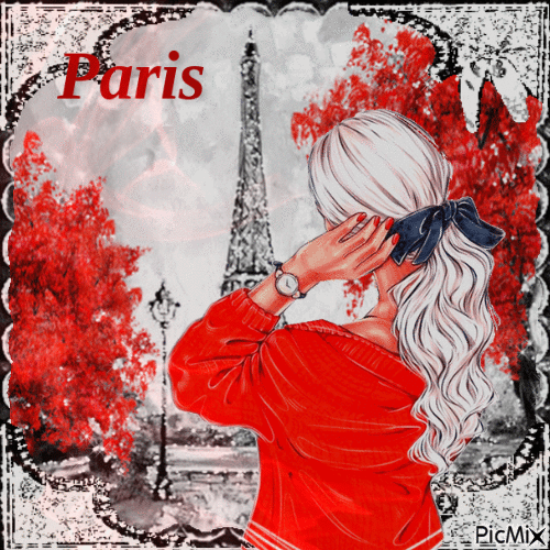 Paris in Rot, Weiß, Schwarz - Ingyenes animált GIF