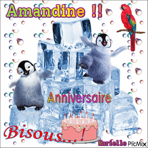 Joyeux Anniversaire Amandine !! - Безплатен анимиран GIF