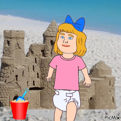 Baby and sandcastle - png ฟรี