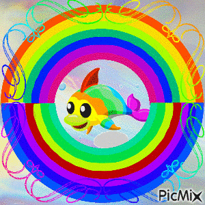 Rainbow Dolphin - Бесплатный анимированный гифка
