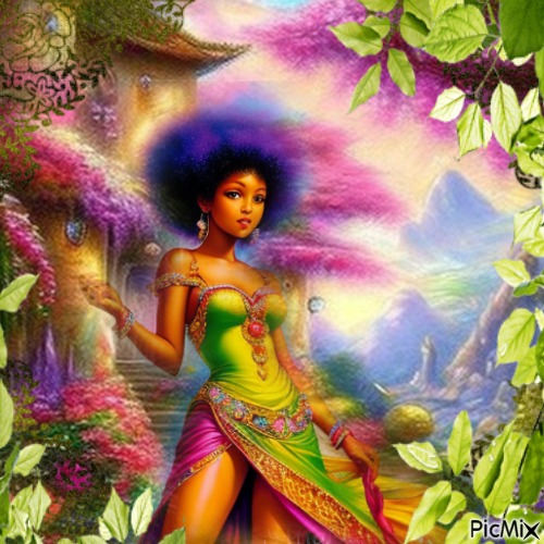 ...spring afro fantasy - zdarma png