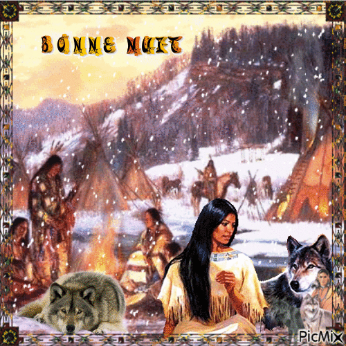 INDIENNE ET LOUPS - Free animated GIF