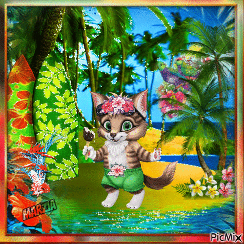 marzia - gatto tropicale - GIF animé gratuit
