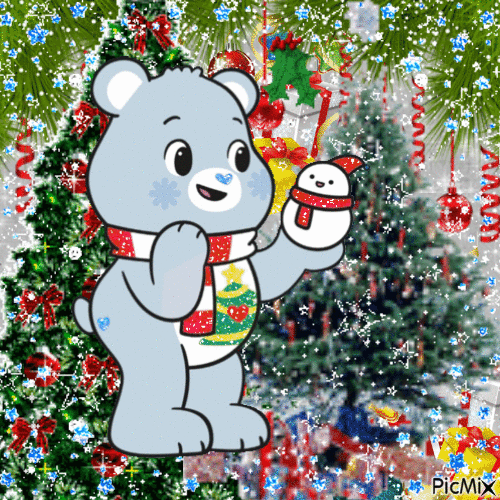 Christmas Wishes Bear - Free animated GIF