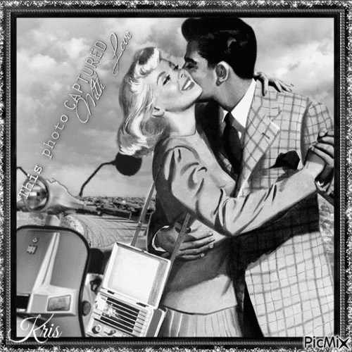 Couple vintage en noir et blanc - Free animated GIF