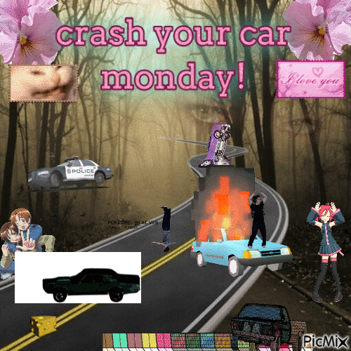 crash car monday - Zdarma animovaný GIF