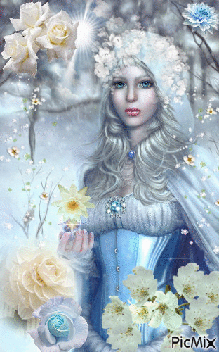 Winter flower woman - Laura - Безплатен анимиран GIF
