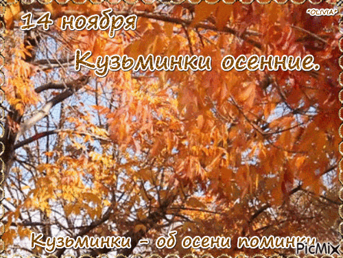 14 ноября Кузьминки осенние - Бесплатный анимированный гифка