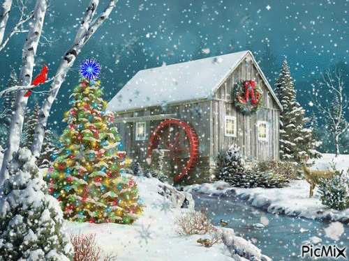 Christmas in the country - Безплатен анимиран GIF
