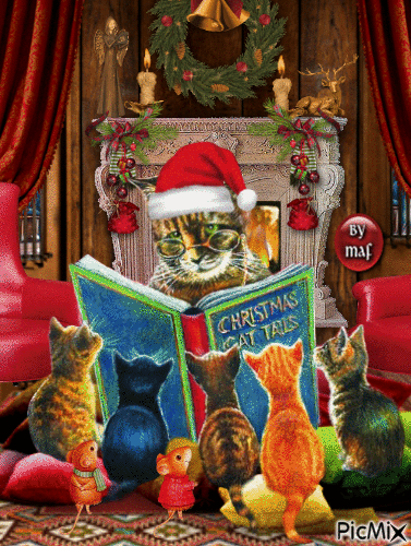 Christmas Cat Tails - GIF animasi gratis