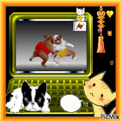 oh ras le bol des deux chiens roméo et enzo qui se battent sans cesse GRRRRRR - Free animated GIF