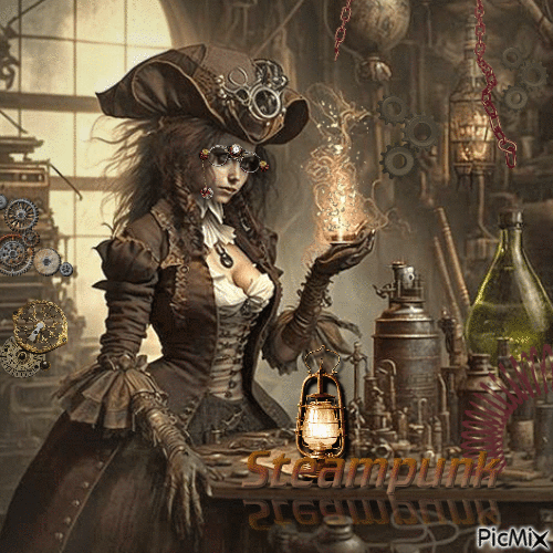 Porträt einer Steampunk-Hexe - Besplatni animirani GIF