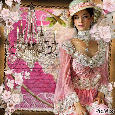 vintage lace and flowers - GIF animé gratuit