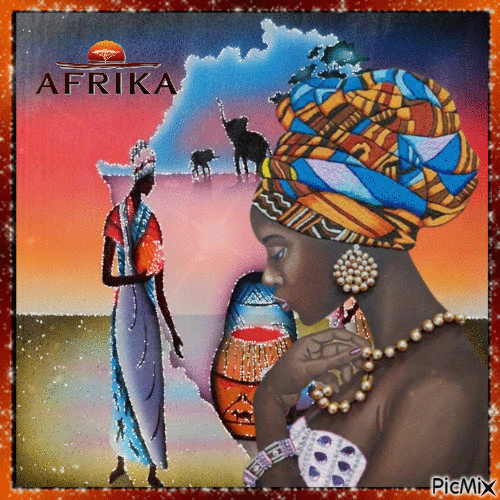 Afrikanische Frau in Aquarell - Free animated GIF
