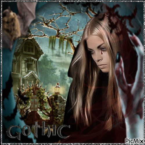 Traurige Gothic-Frau - Безплатен анимиран GIF