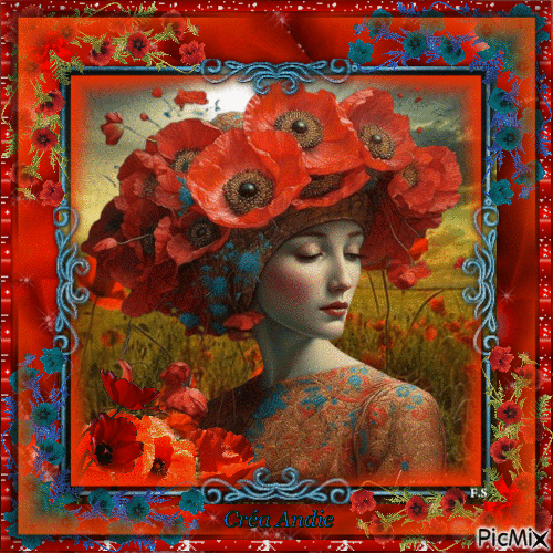 Art - Femme Coquelicot - Free animated GIF