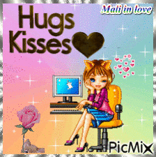 HUGS AND KISSES FOR YOU FRIENDS - GIF animado gratis