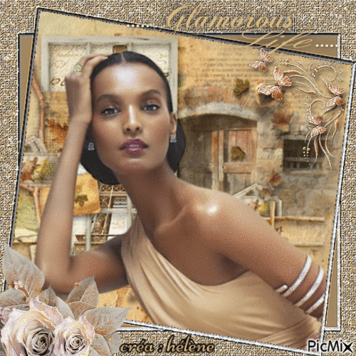 Portrait d'une femme glamour - Tons beiges - Δωρεάν κινούμενο GIF