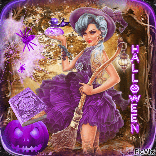 Halloween en violet et brun...concours - Безплатен анимиран GIF