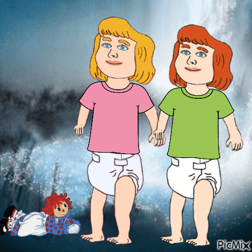 Blondie, Elizabeth and Raggedy Ann in fantasy world - Gratis animerad GIF