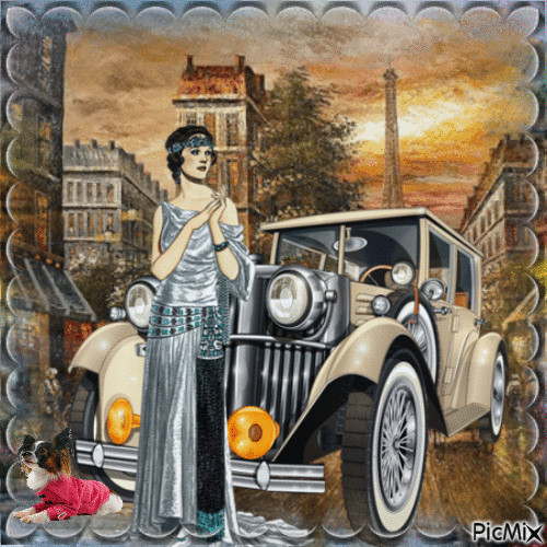 Femme avec sa voiture - Besplatni animirani GIF