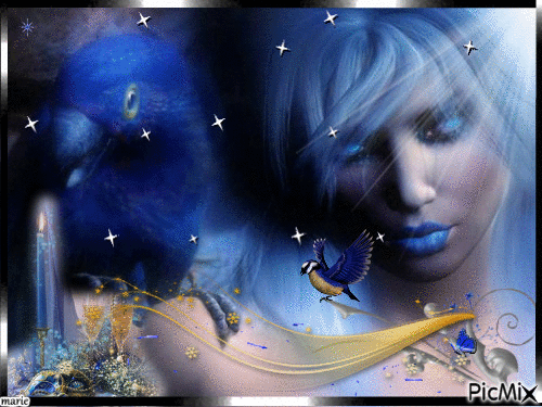 la femme en bleu - Free animated GIF