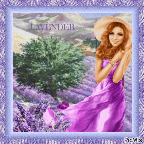Provencal watercolor, Lavender - Ingyenes animált GIF