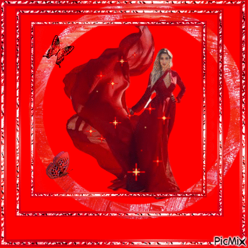 Dama de rojo brillante - Бесплатный анимированный гифка