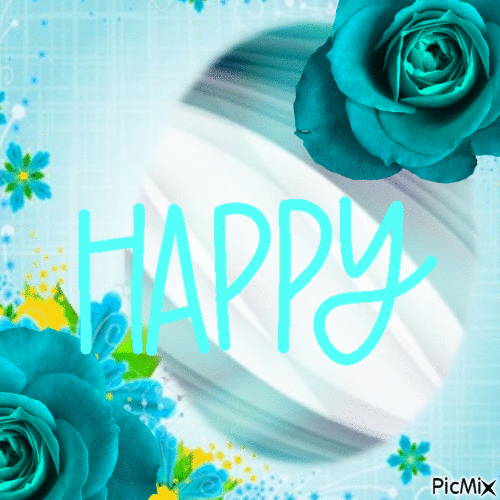 Happy turquoise - Бесплатный анимированный гифка