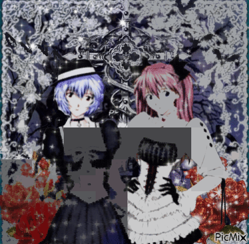 Rei & Asuka Gothic Princesses - Free animated GIF