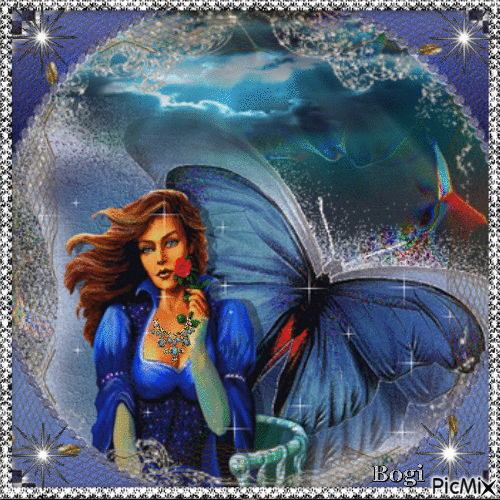 Blue butterfly... - Free animated GIF