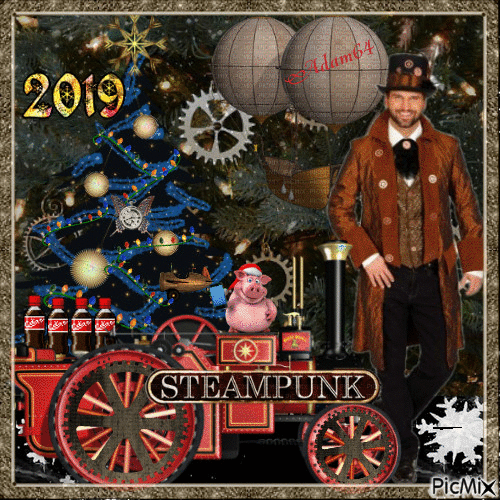 Happy Steampunk New Year (K+) - Бесплатный анимированный гифка