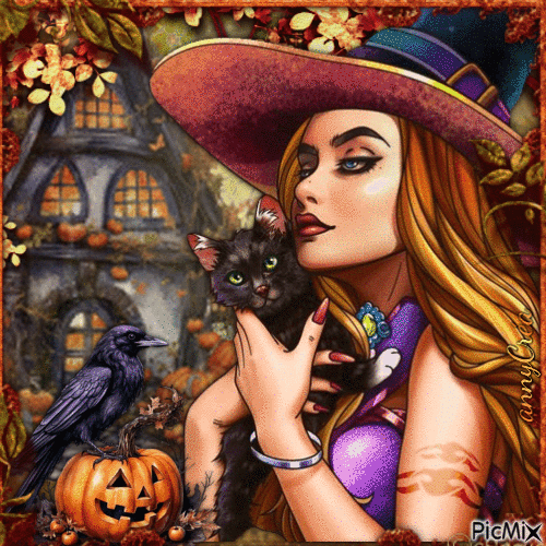 Autumn witch - GIF animado gratis