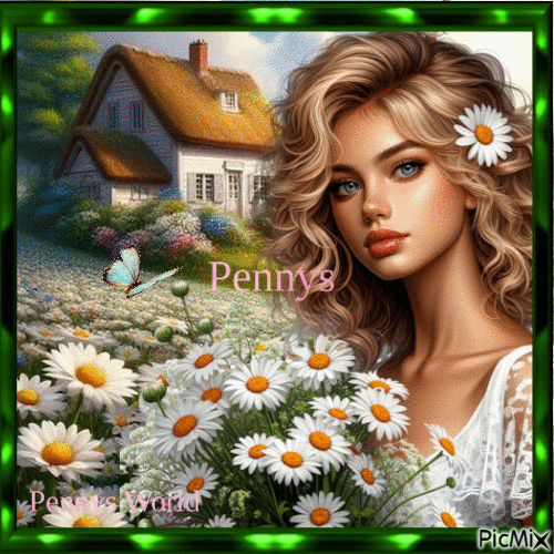 lady with daisy"s - GIF animate gratis