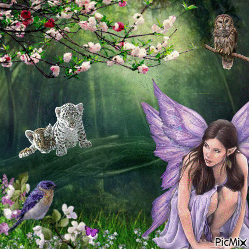 fairy in the forest - GIF animasi gratis